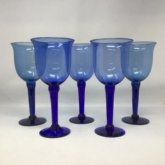 Vintage Cobalt Wine Glass Set