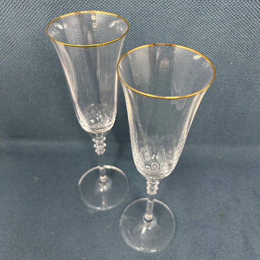 Set of 2 Crystal Glass Champagne Flute