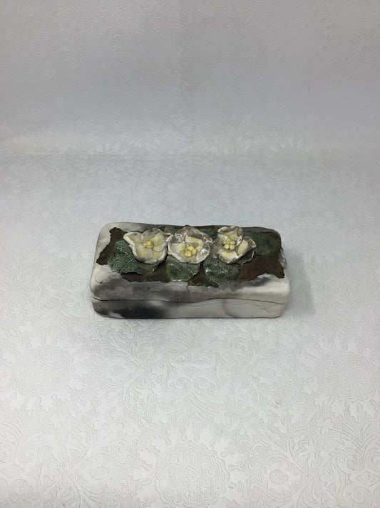 Floral Design Pottery Trinket Box by Faye Clarke
