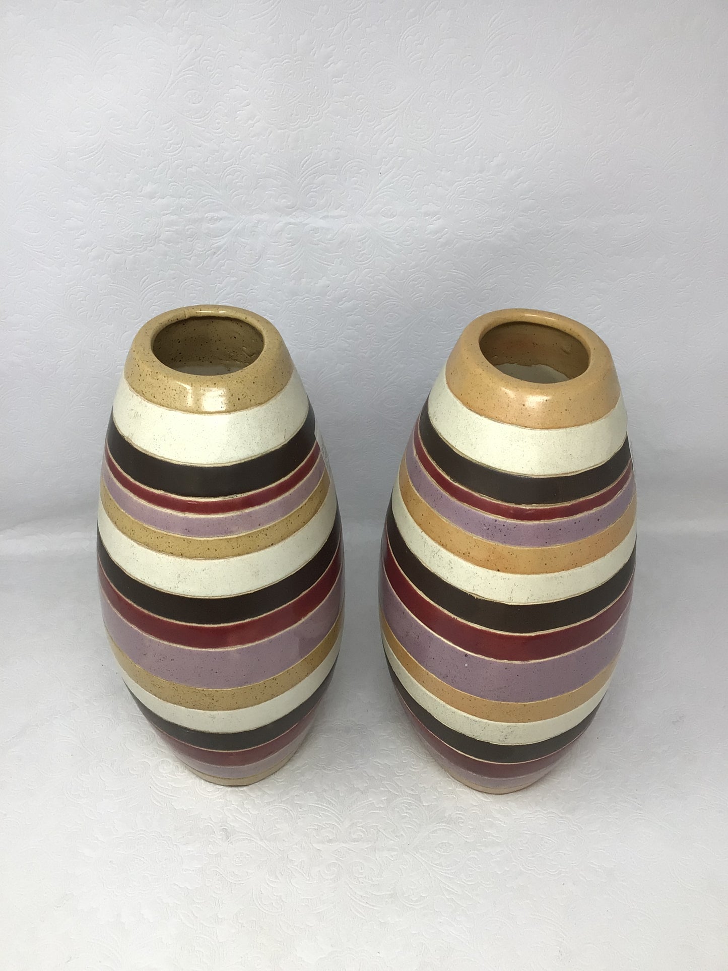 Set of Two Marks & Spencer Striped Ceramic Vases
