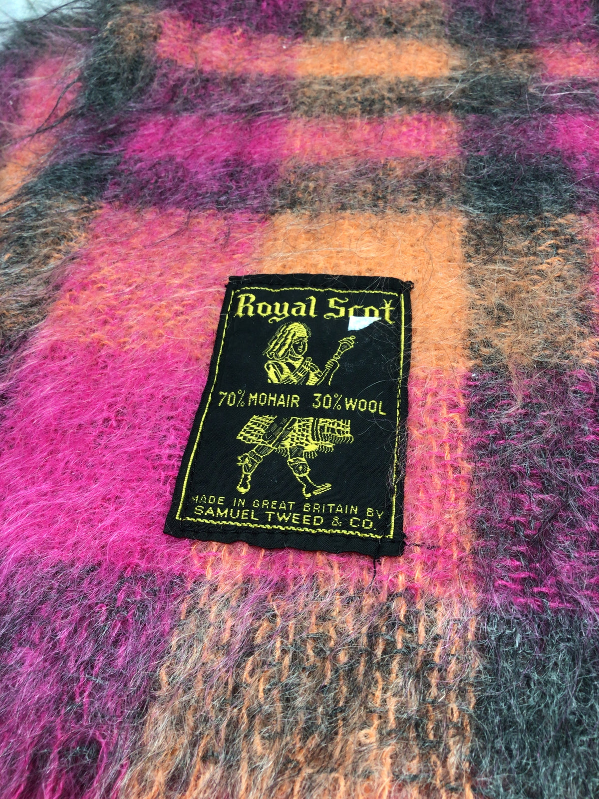 Vintage Royal Scot by Samuel Tweed & Co. Mohair and Wool Plaid Blanket