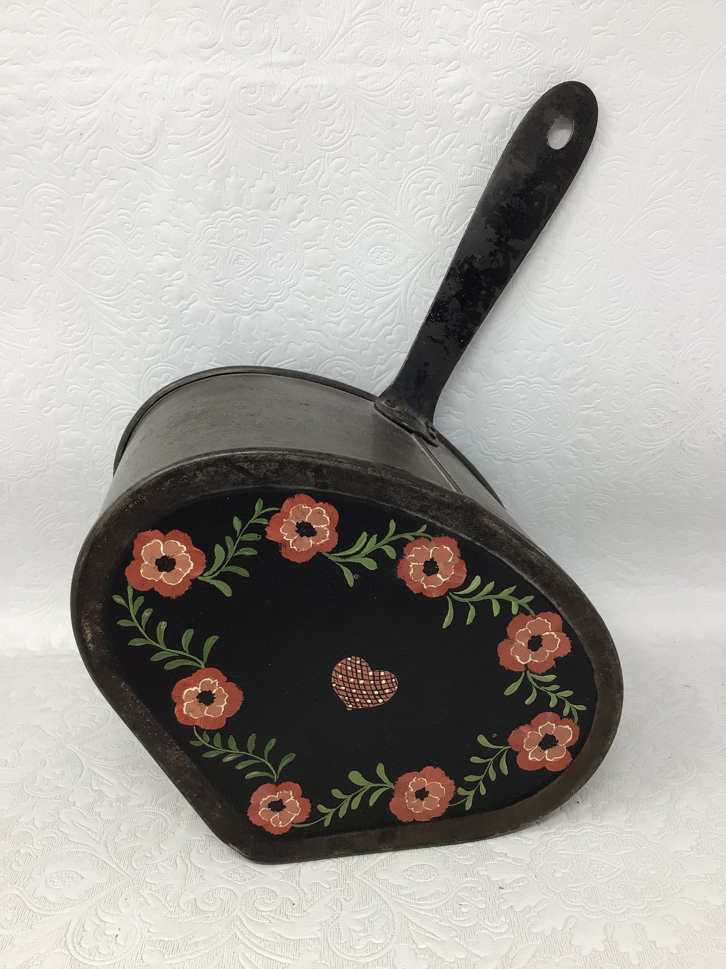 Handpainted Vintage Metal Coal Scuttle