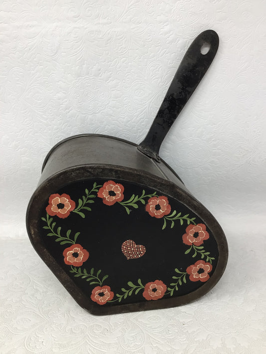 Handpainted Vintage Metal Coal Scuttle