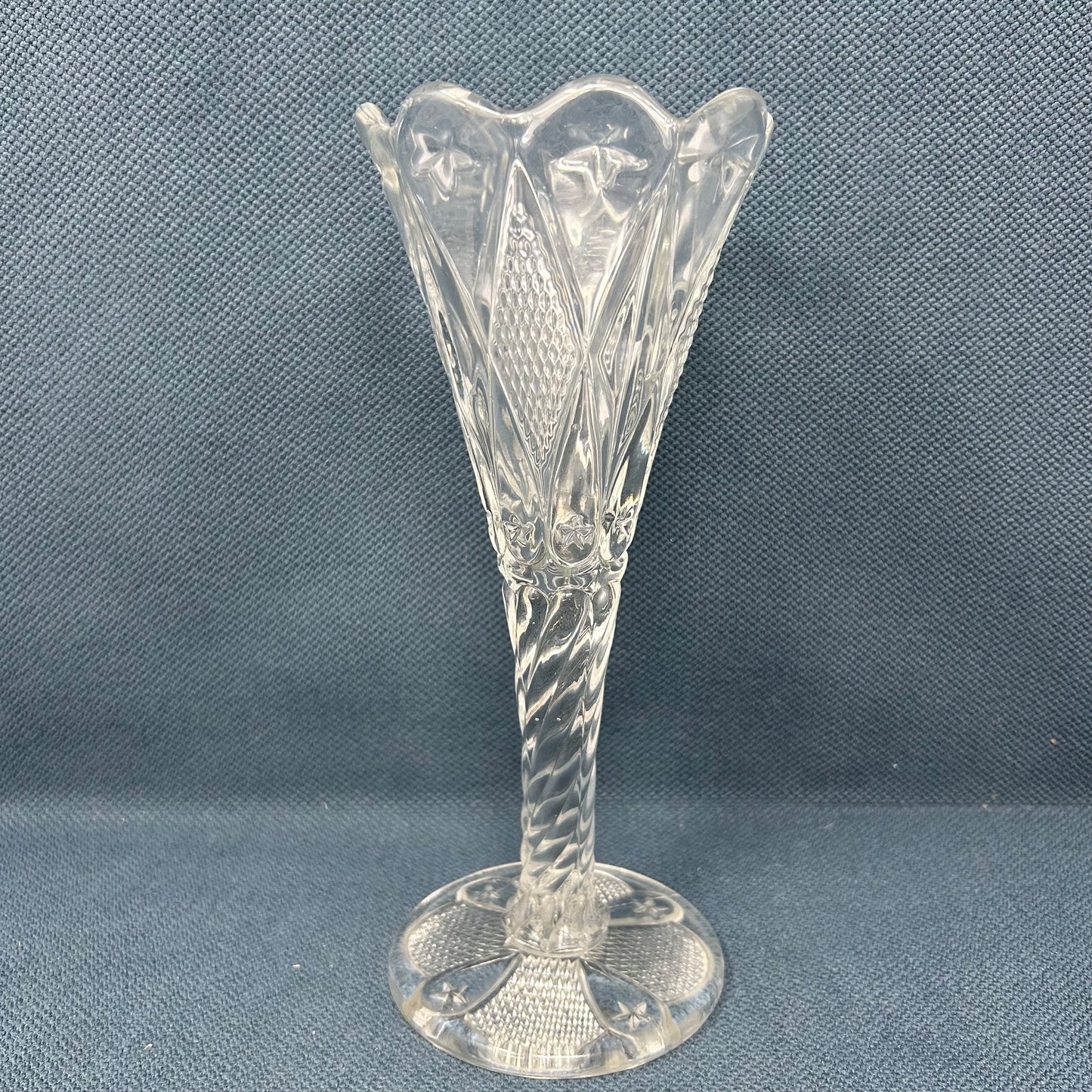 Vintage Ohio Flint Glass Clear Diamond Vase