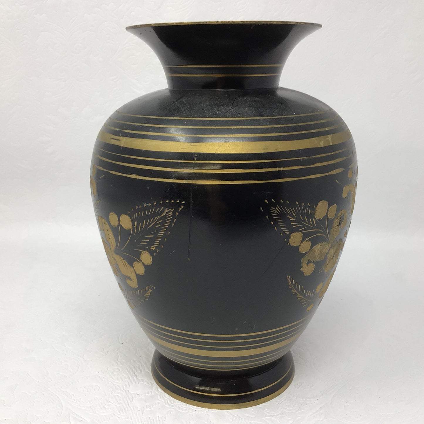 Vintage Brass Inlay Vase