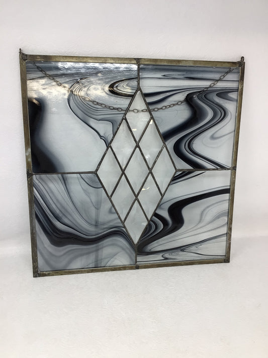 Black and Grey Stained Glass Panel