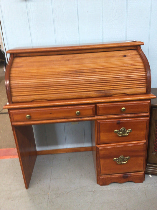 Classic Wooden Roll-Top Desk