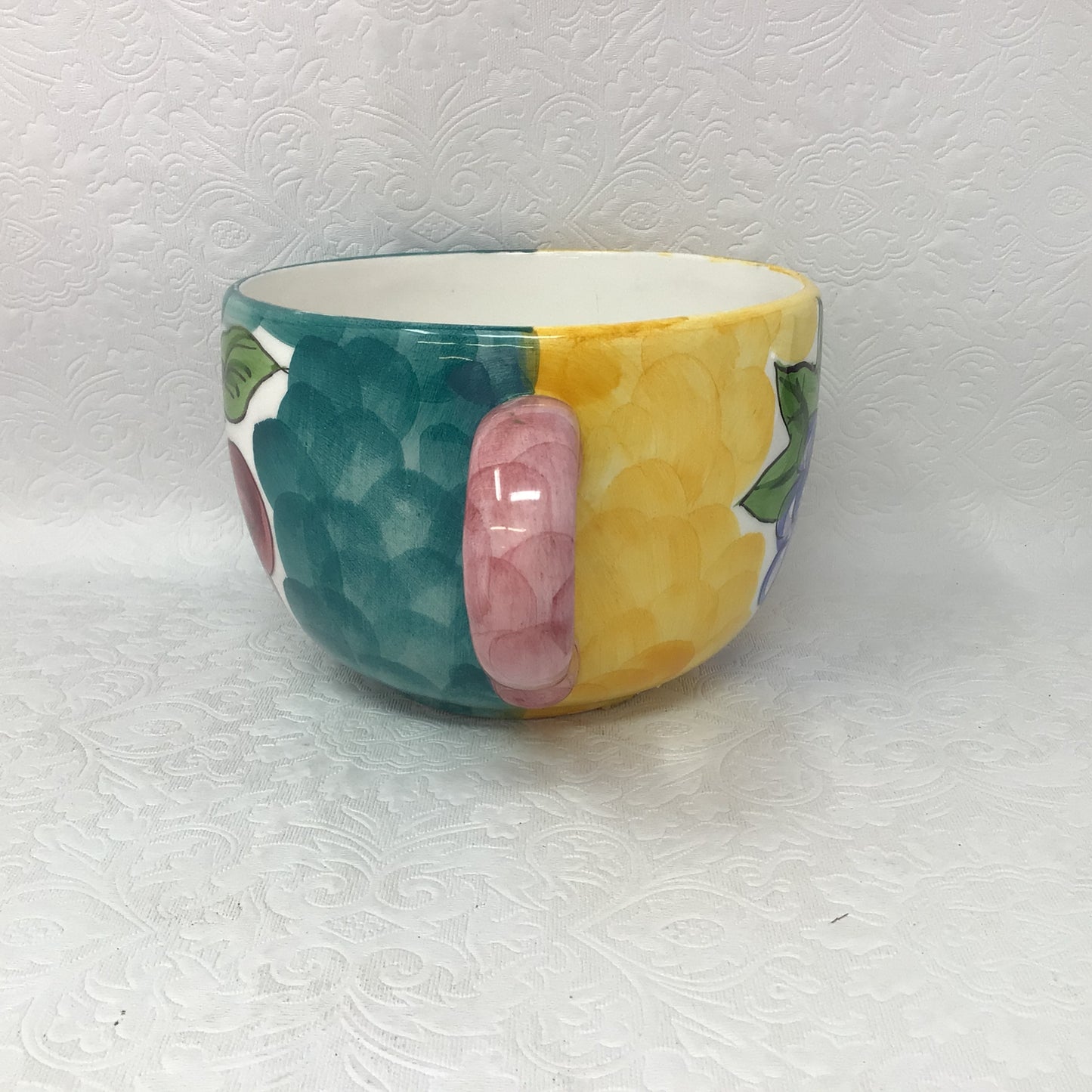 Ceramic Set Of Grape And Cherry Plate And Oversized Mug