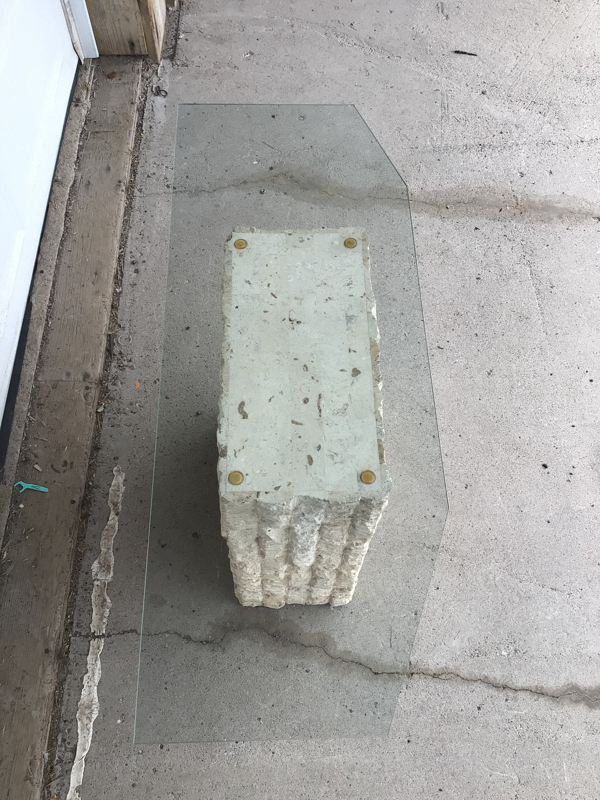 Vintage Postmodern Tessellated Stone Console Table
