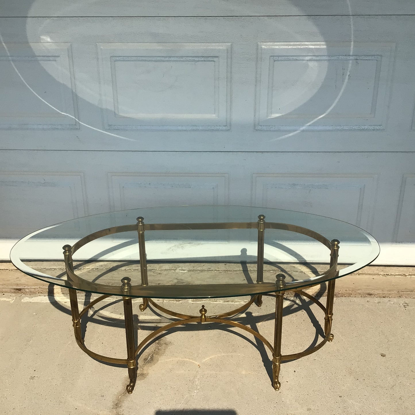 Brass Oval Glass Top Coffee Table