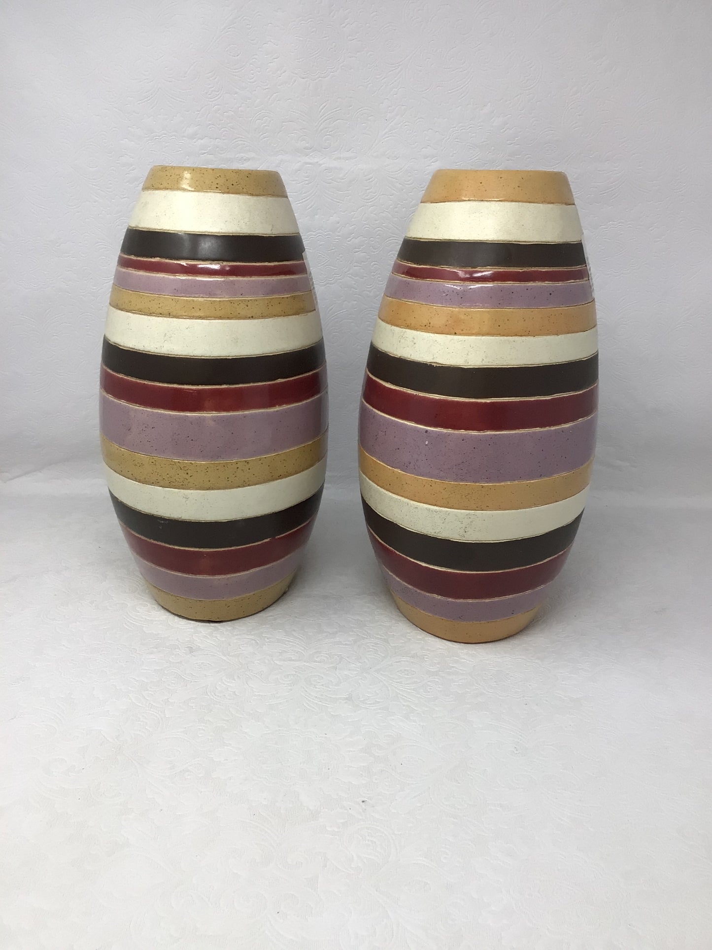Set of Two Marks & Spencer Striped Ceramic Vases