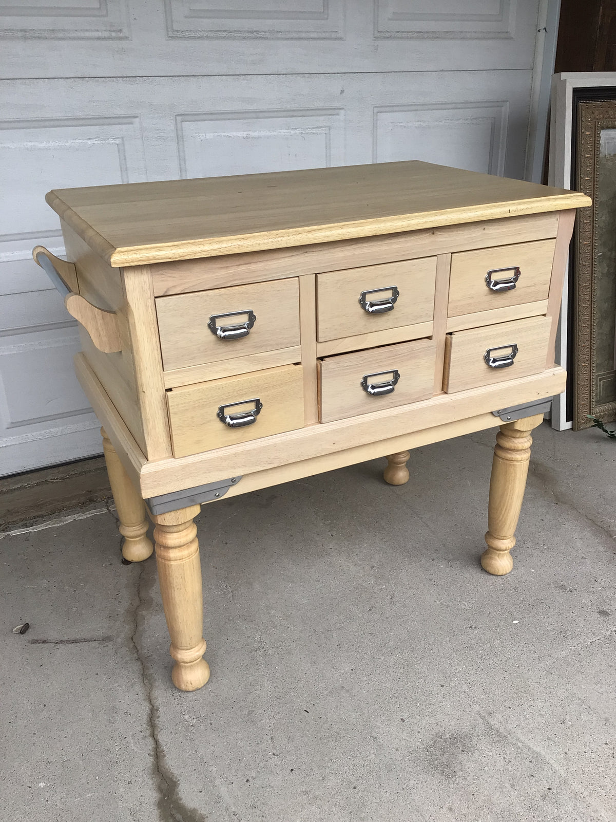 Light Wood Apothecary-Style Kitchen Island