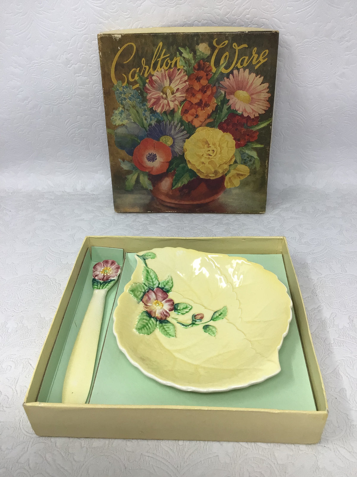 Carlton Ware Leaf Shaped Dish & Spoon