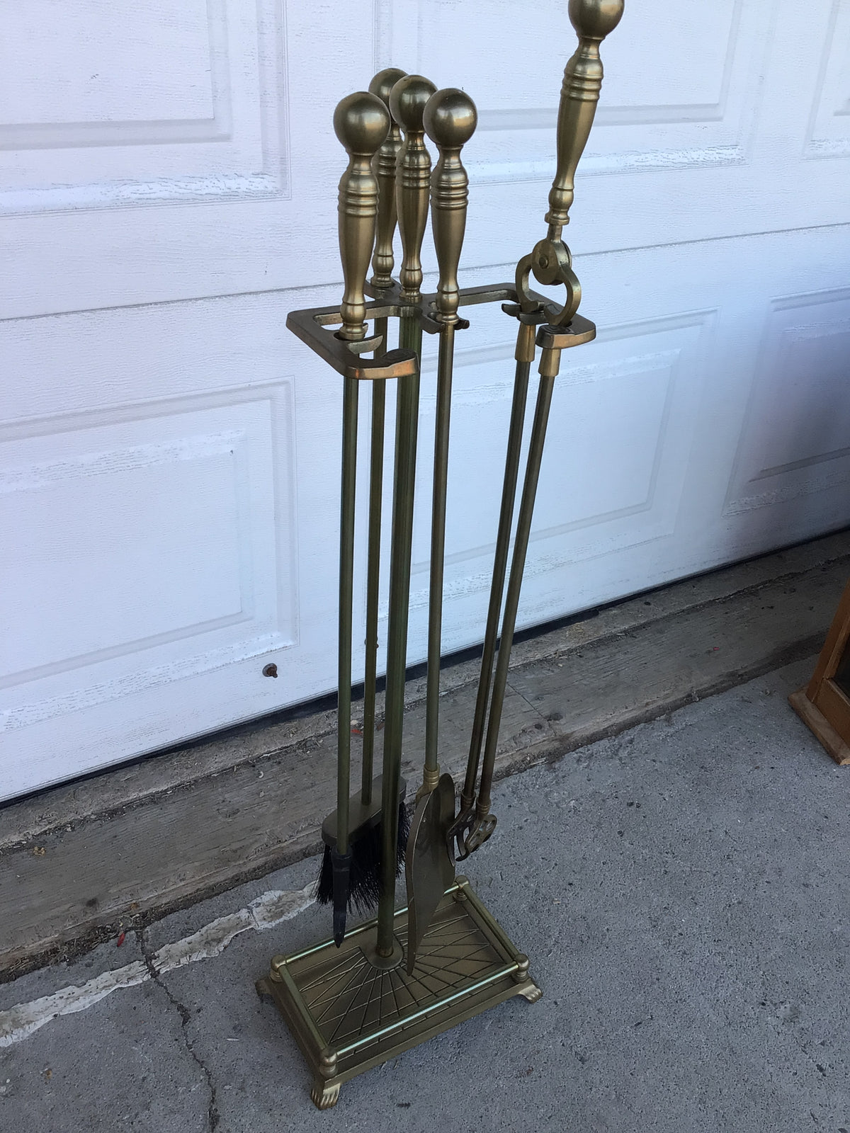 Vintage Brass Plated Fireplace Tool Set