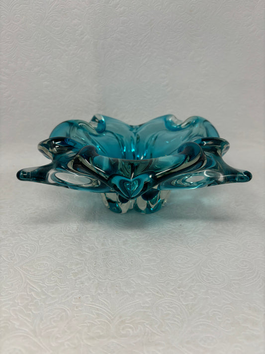 Chalet Canada Blown Glass Blue Dish