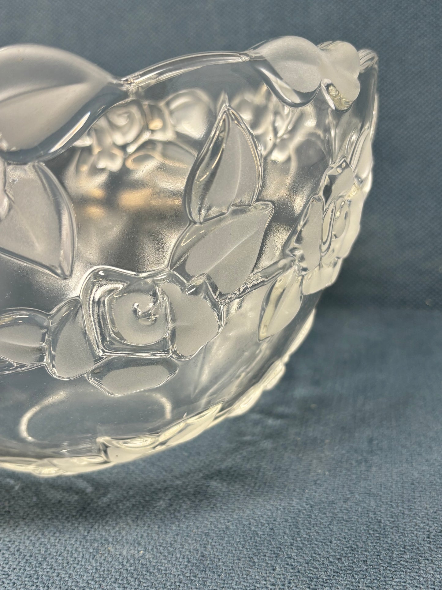 Vintage Walther Glas Carmen Satiniert Floral Crystal Bowl