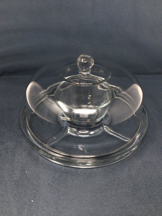 Glass Chip and Dip Platter with Lid