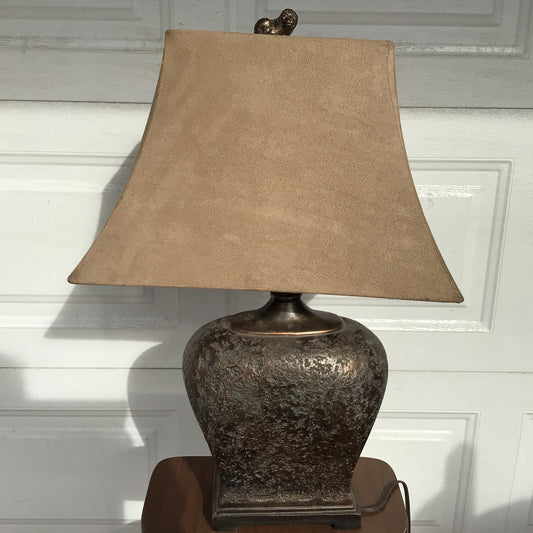 Resin Table Lamp with Suede Lampshade