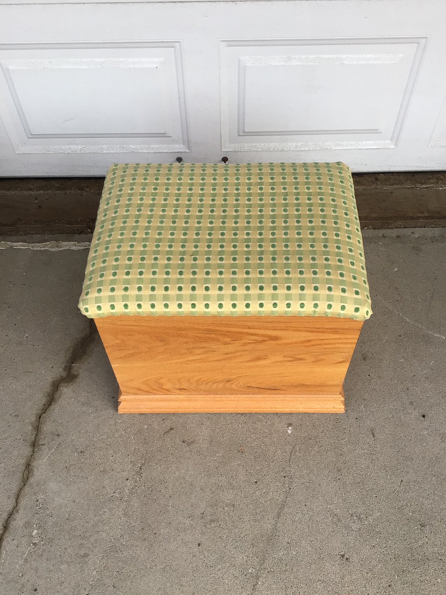 Wooden Storage with Green Upholstery