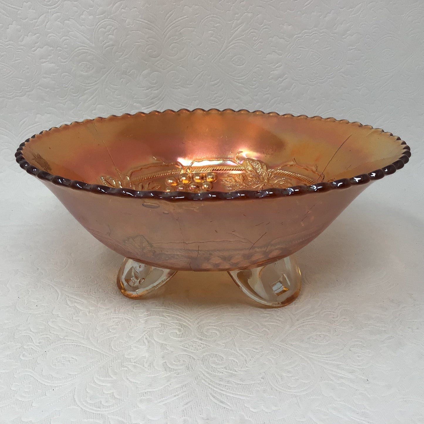 Vintage Fenton Marigold Carnival Glass Footed Bowl