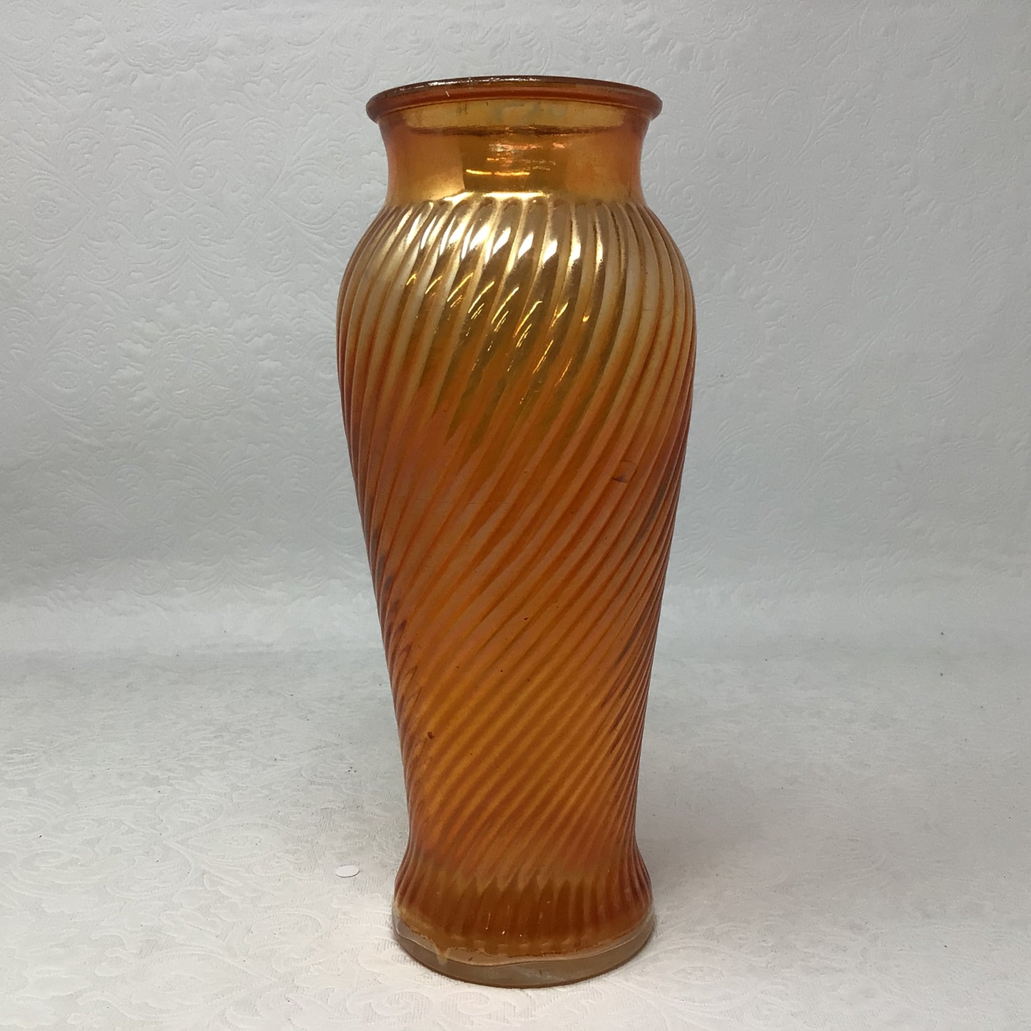 Marigold Iridescent Carnival Swirl Glass Vase