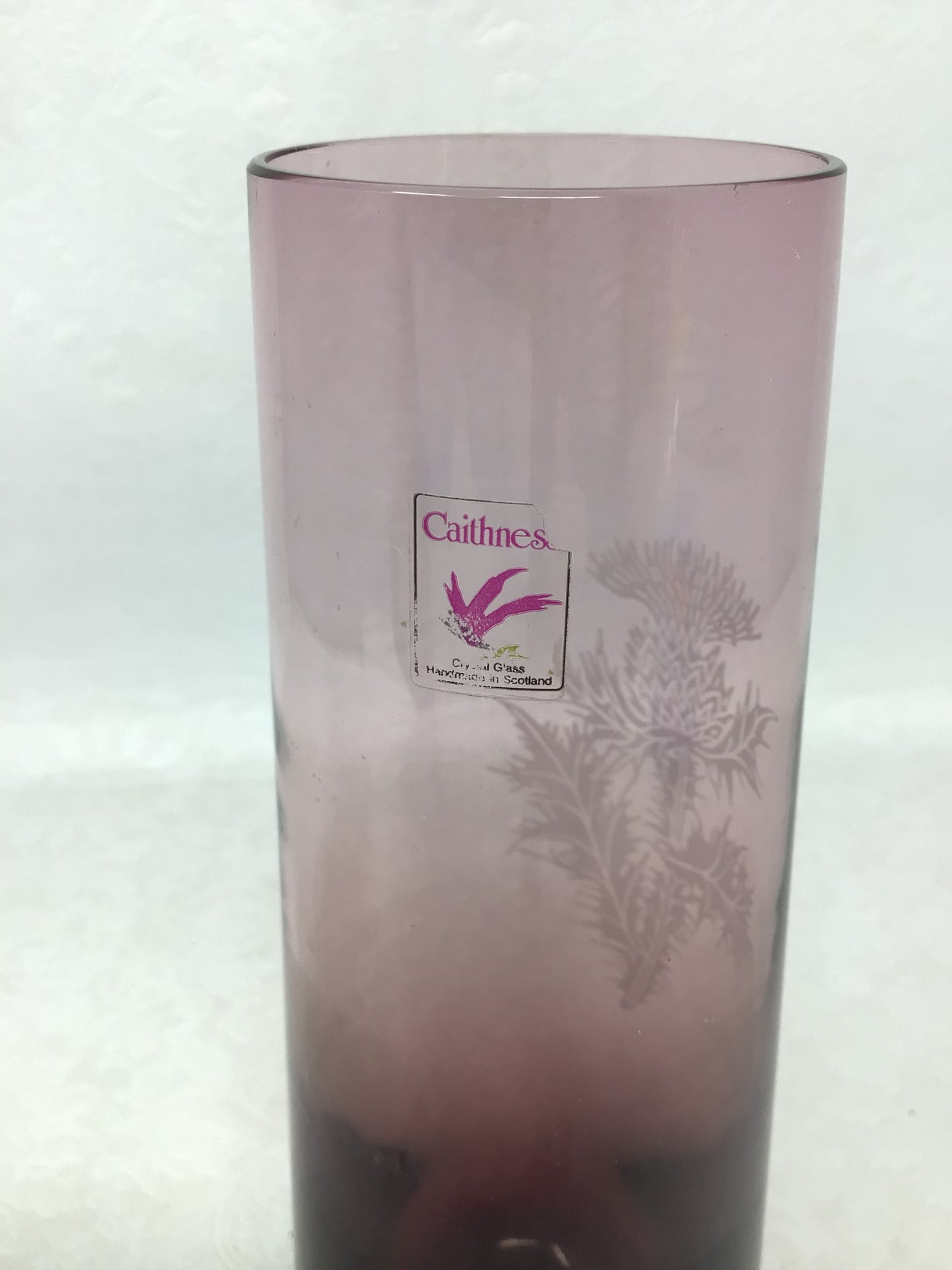Caithness Scotland Amethyst Etched Bud Vase
