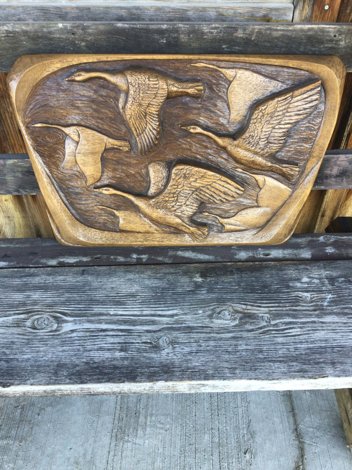 Vintage Wood-carved Wall Plaque - Canada Geese