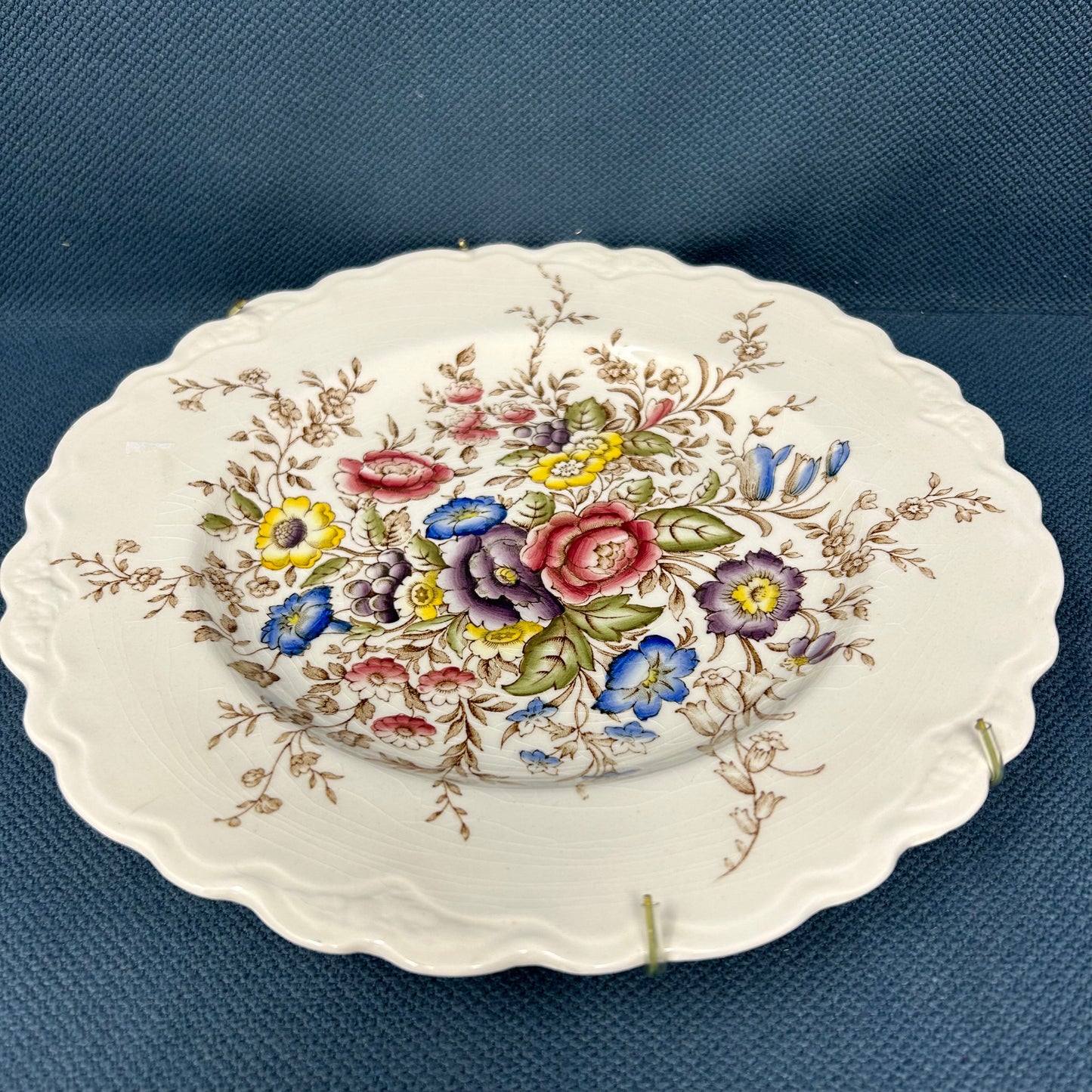 Vintage Crown Ducal Ware Wilmslow Hand Coloured Floral Plate