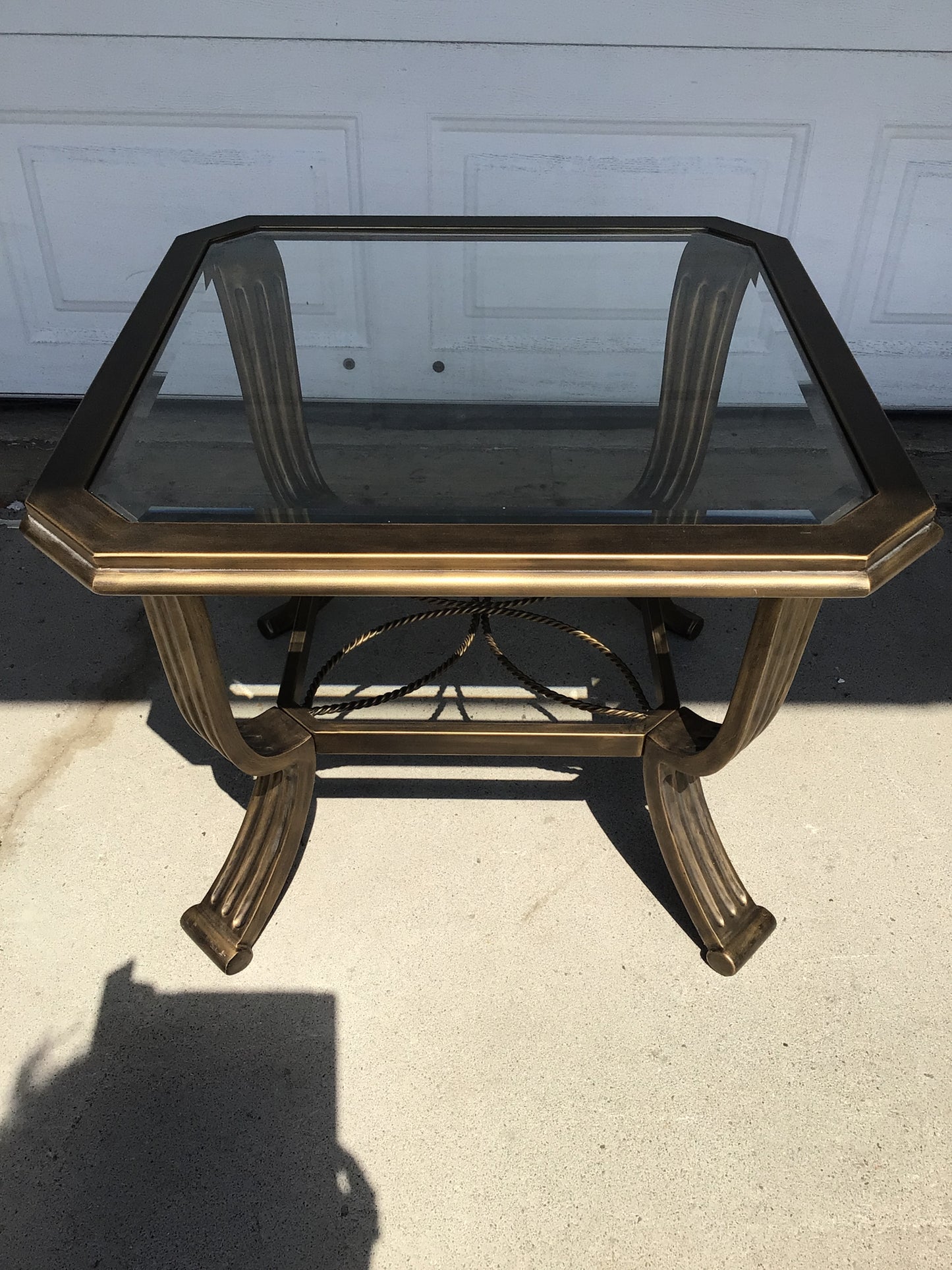 Glass Topped Side Table with Gold/Black Framed Base