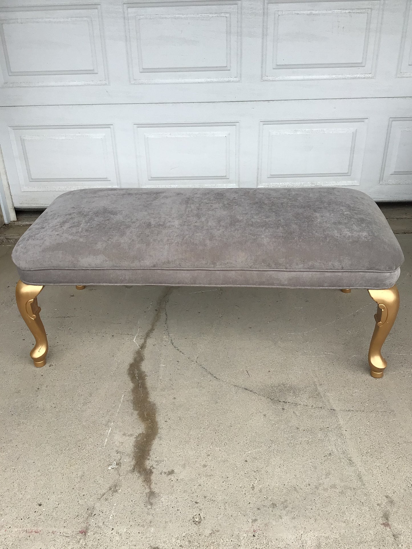 Grey Velvet Bench
