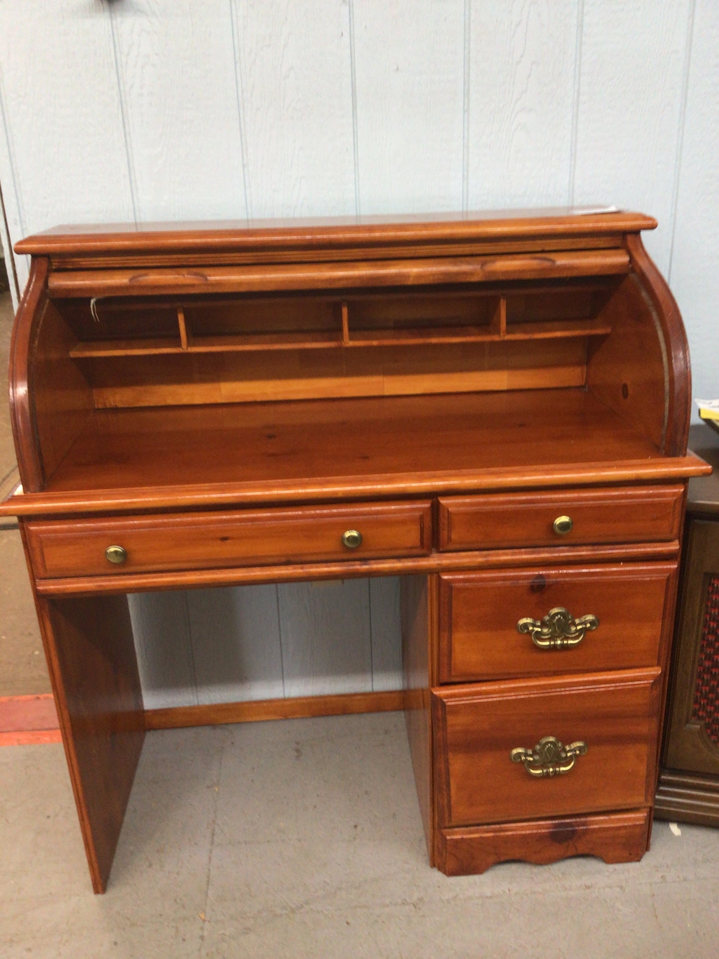 Classic Wooden Roll-Top Desk