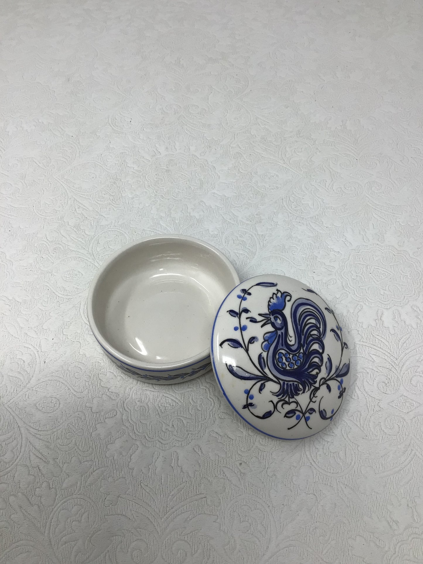 Vintage Anfora Agueda Hand Painted Rooster Trinket Box