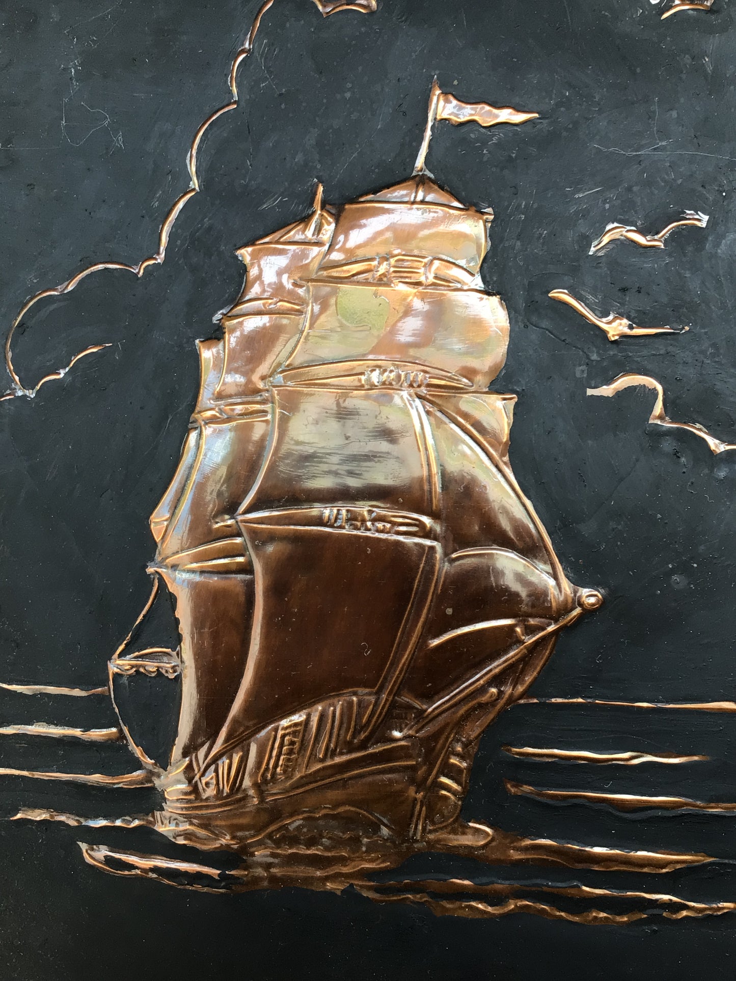 Framed Art - 3D Copper Ship
