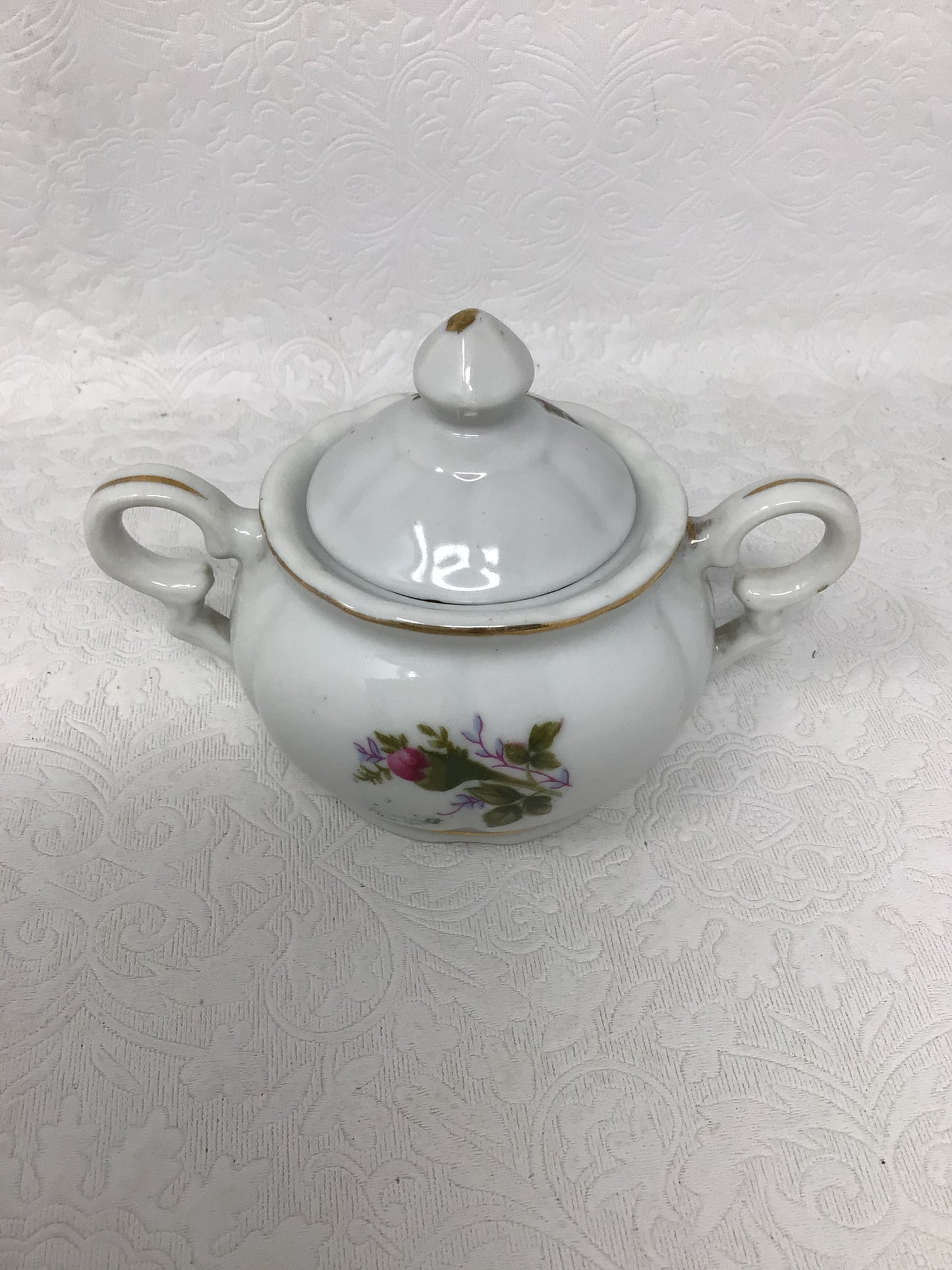 Vintage Moss Rose Japan Creamer and Sugar Pot
