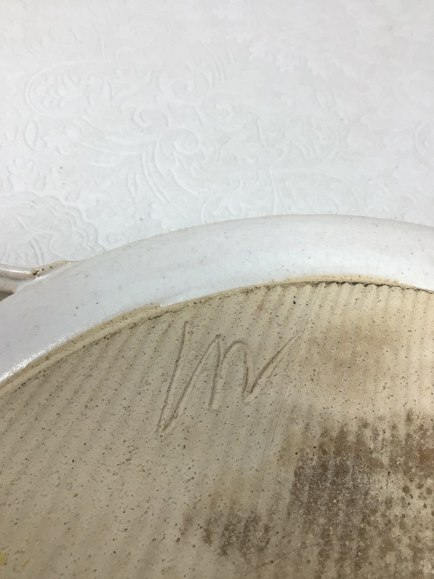 Hand Made Floral Pottery Plate with Handle