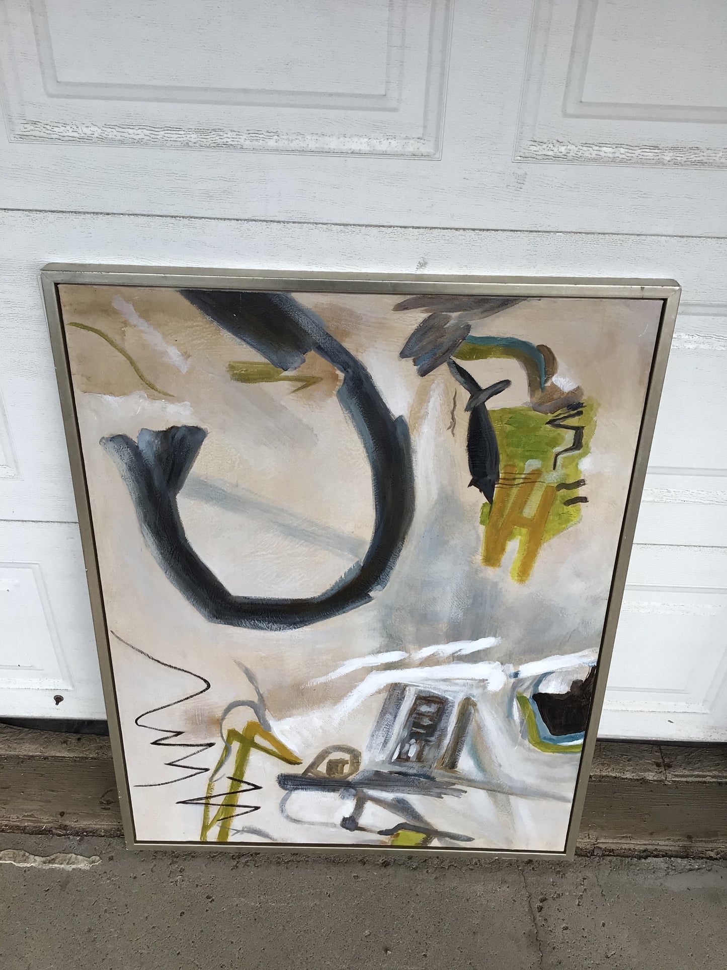 Abstract Painting In Silver Metal Frame