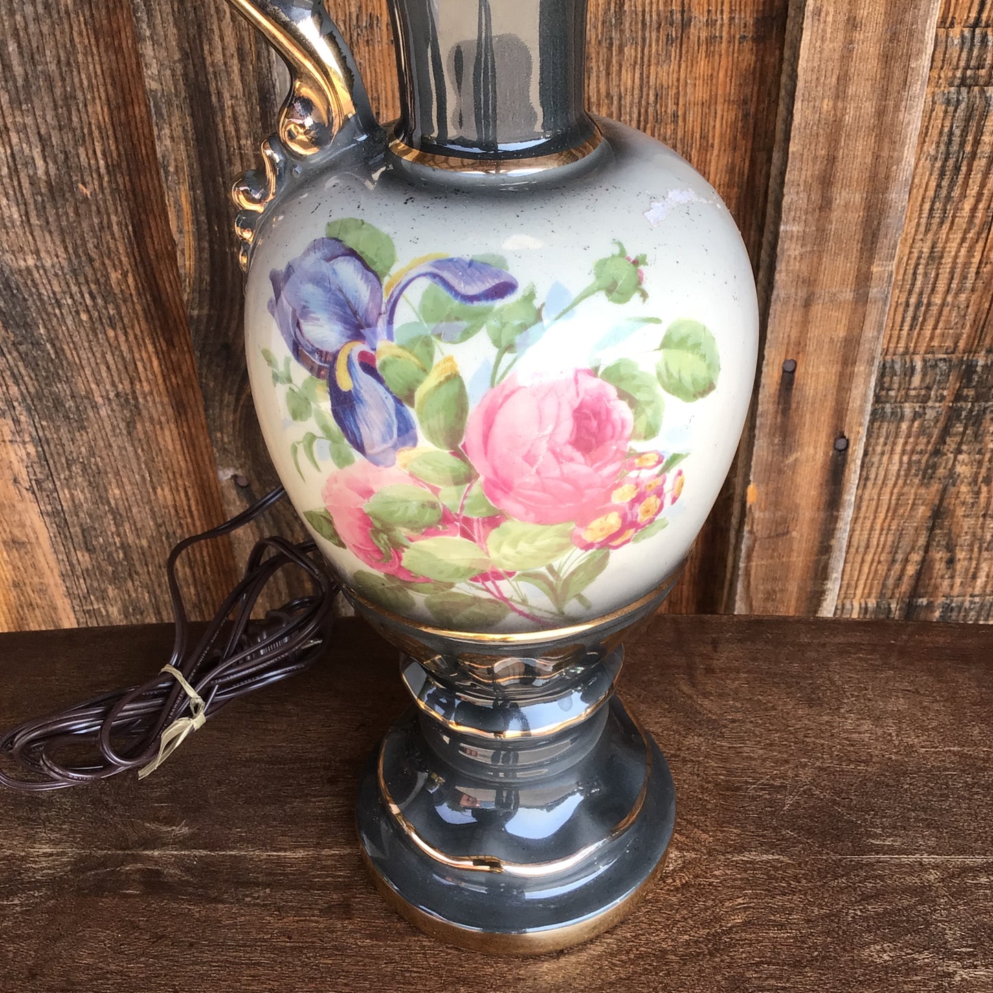 Grey Floral Lamp