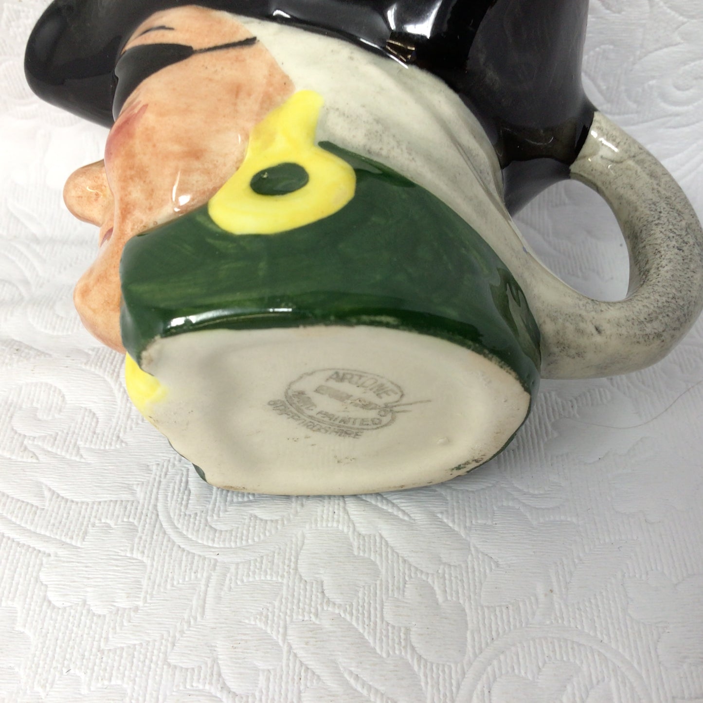 Vintage Artone Pirate Toby Staffordshire Mini Porcelain Creamer Jug