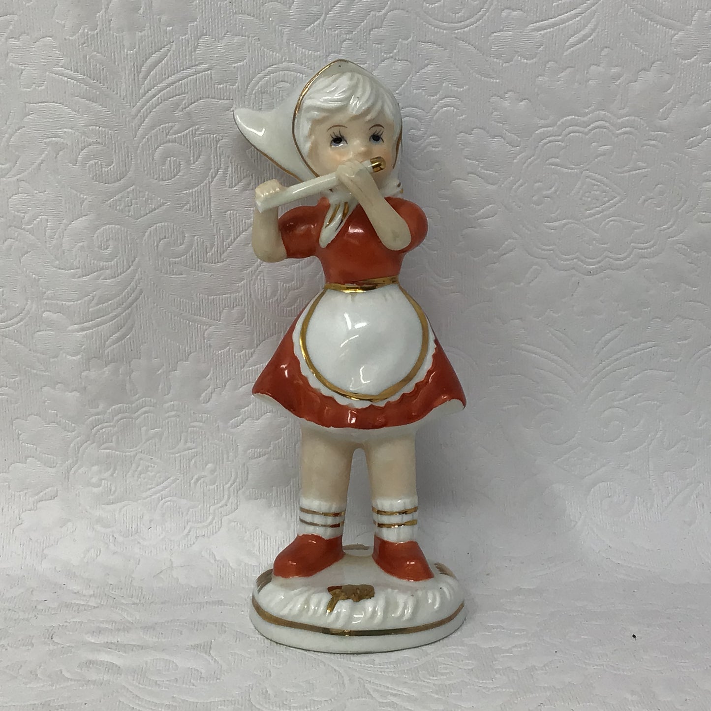 Vintage Girl with Flute Porcelain Figurine