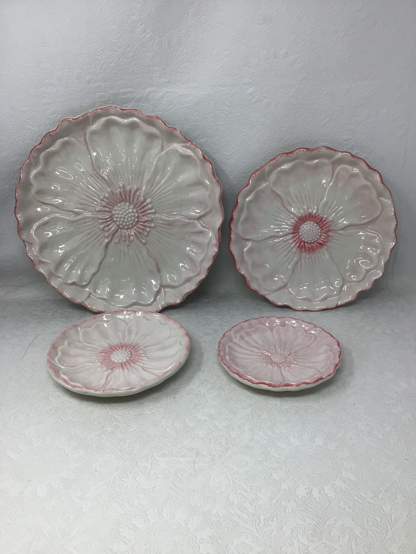 Pink Poppy Ceramic Plate Set