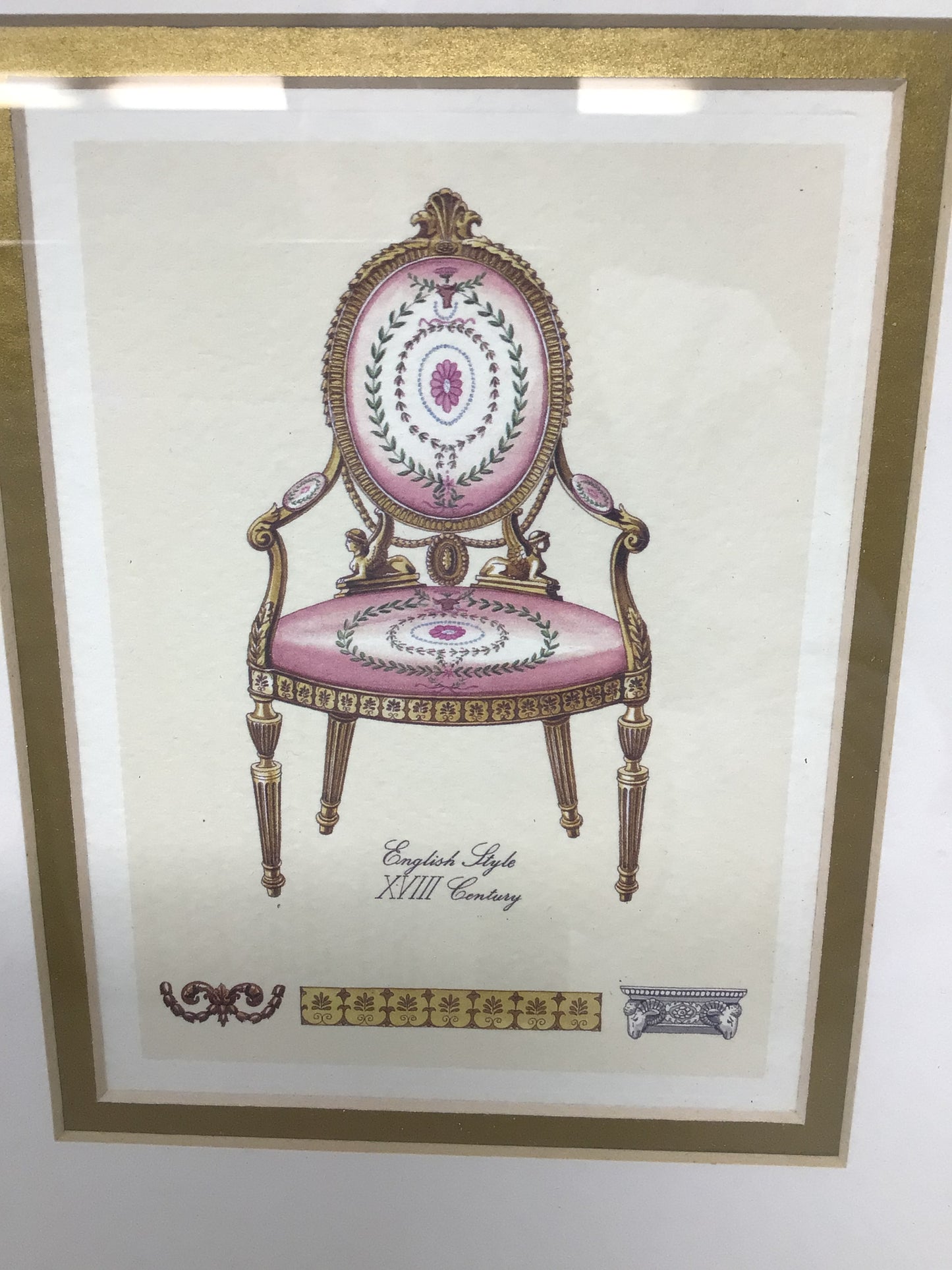 Framed Picture of Pink Antique Chair