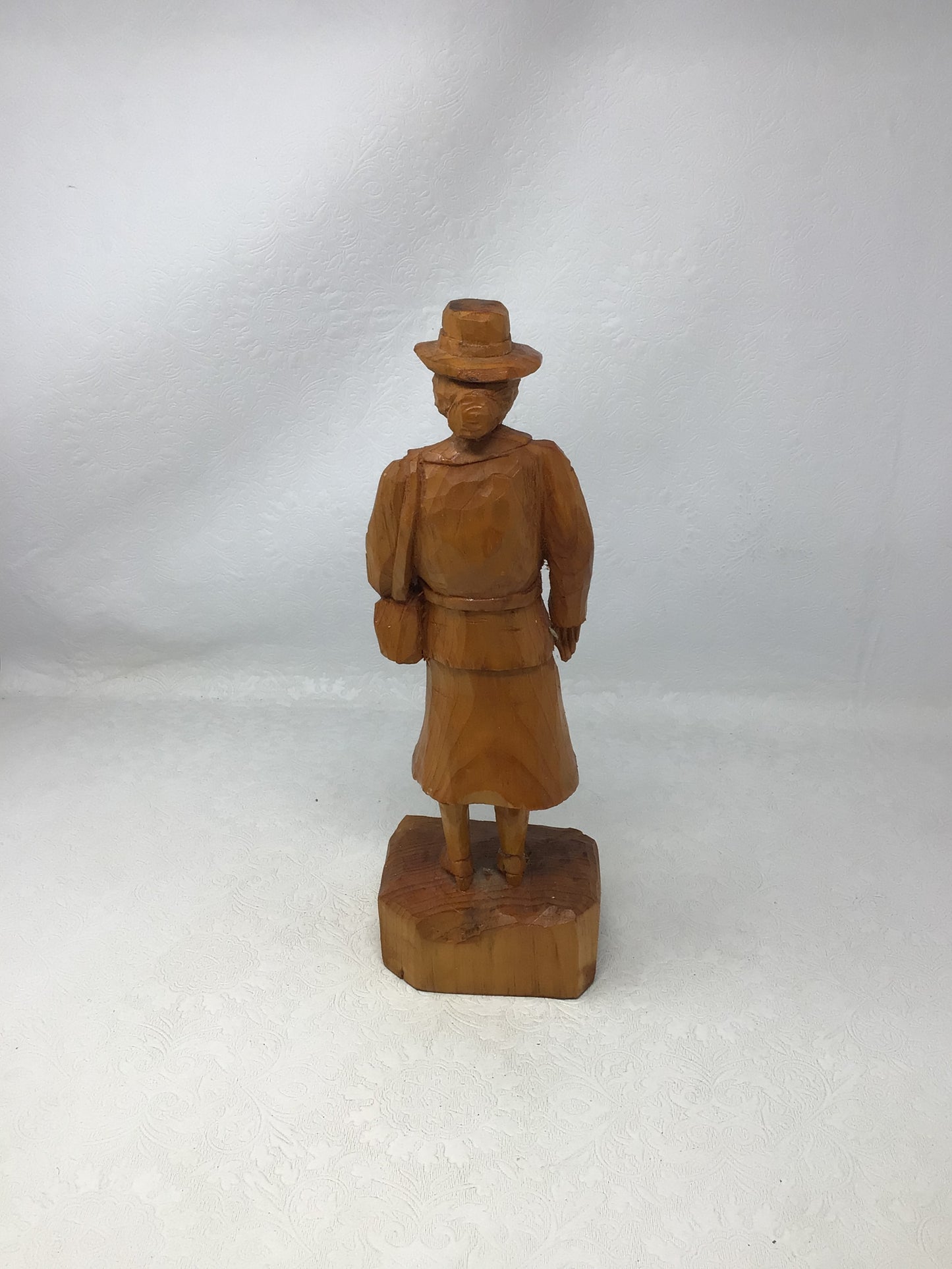 Vintage Hand-Carved Wooden Figurine of An Old Woman
