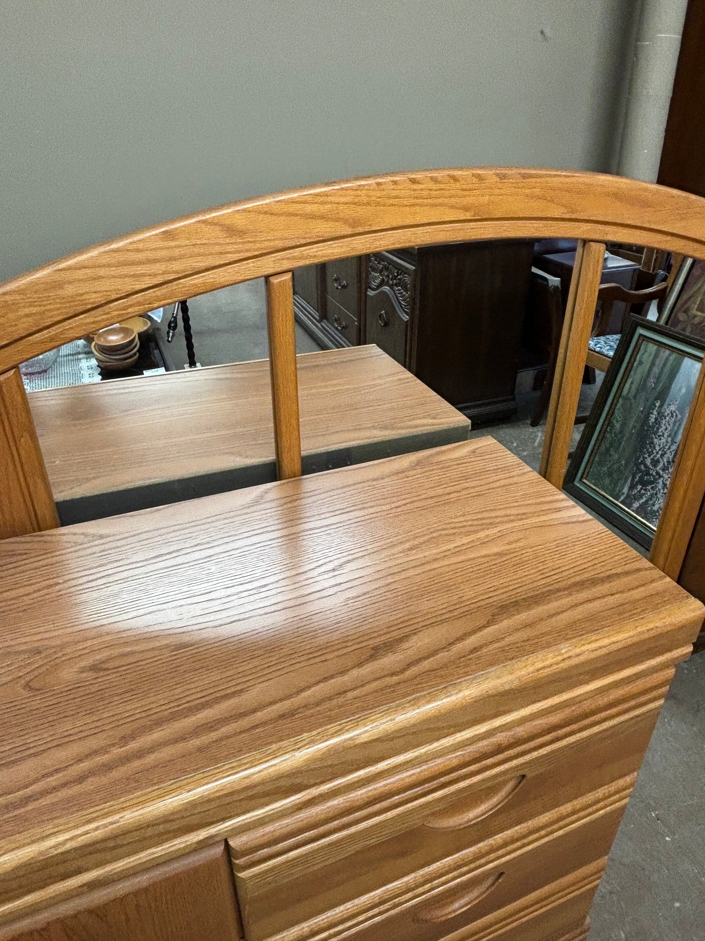 Oak Dresser With Mirror