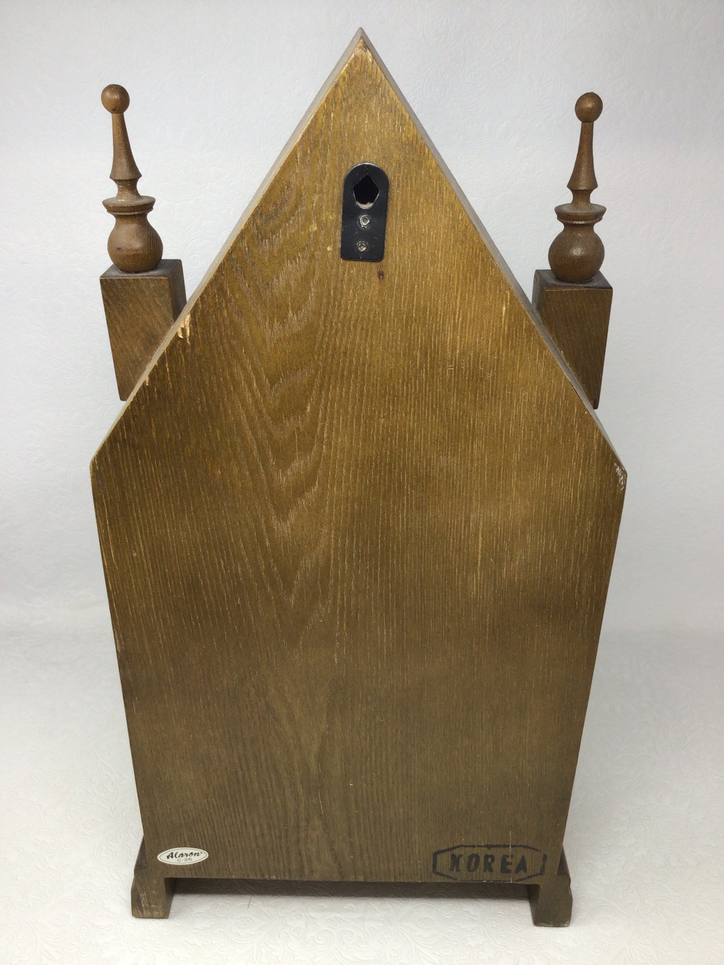 Vintage Alaron 31-day Korean-Made Wooden Steeple Mantle Clock
