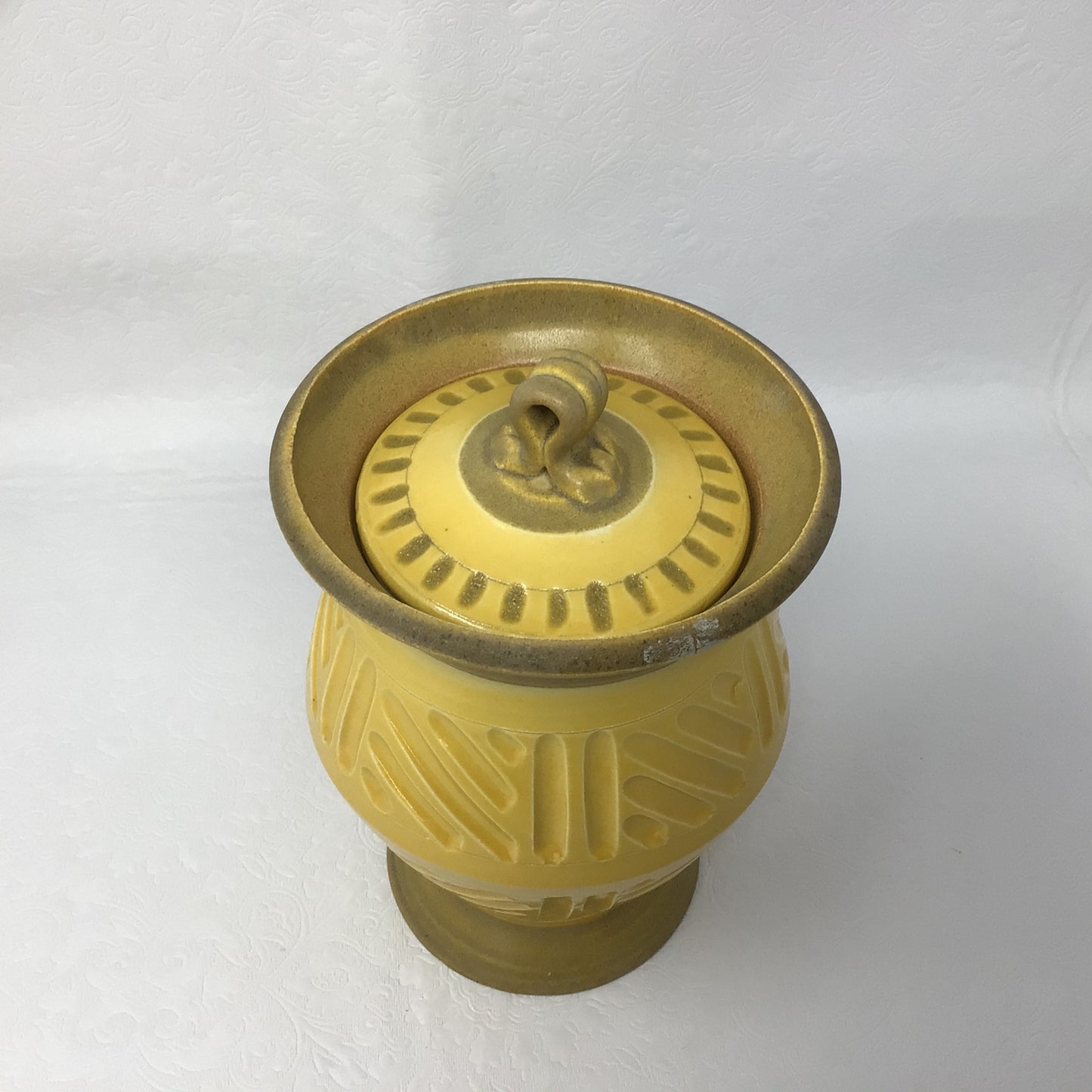 Vintage Pottery Yellow Lidded Ginger Jar