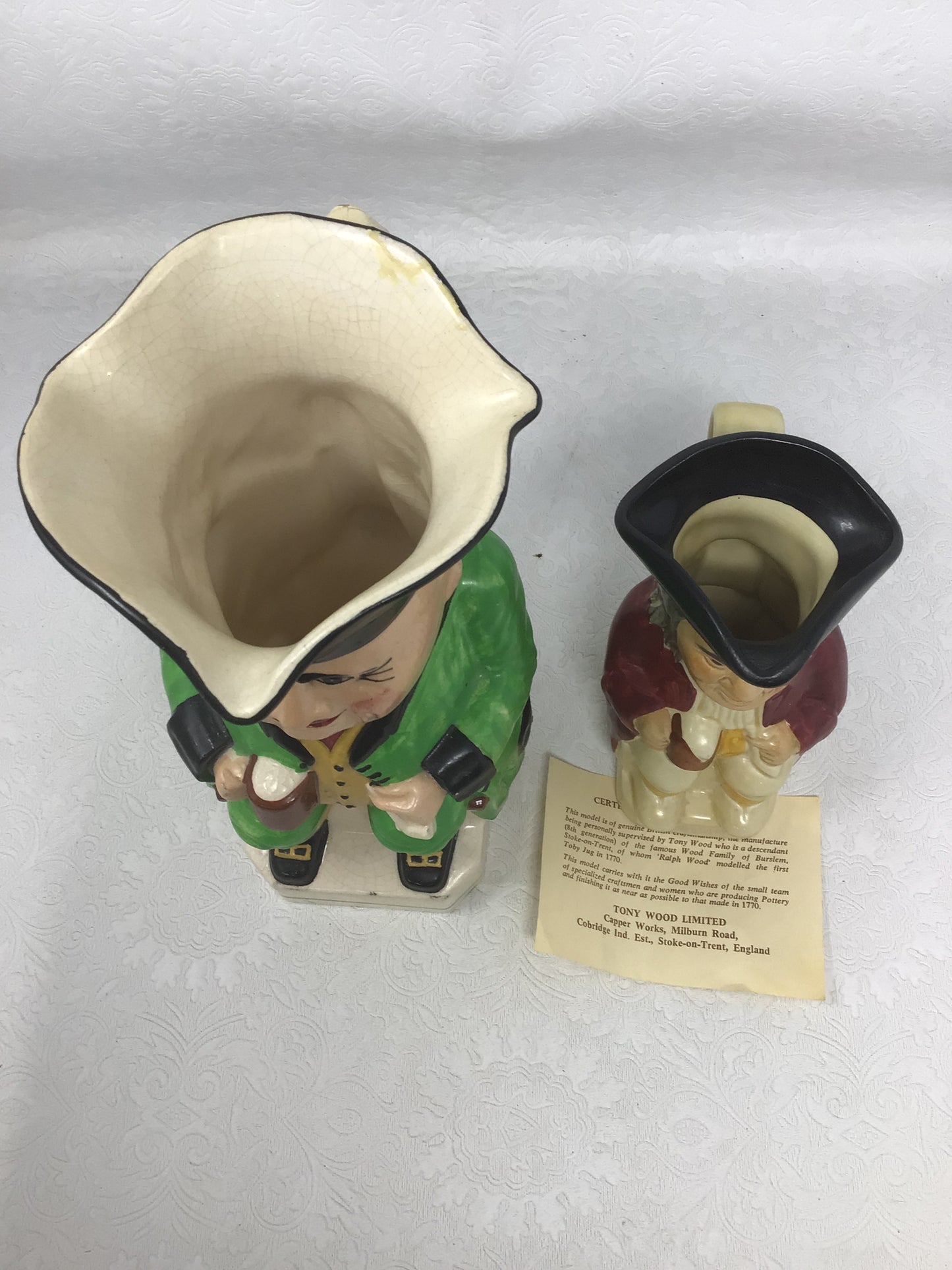 Vintage Toby Jugs with Green Jacket and Red Jacket, Set of 2