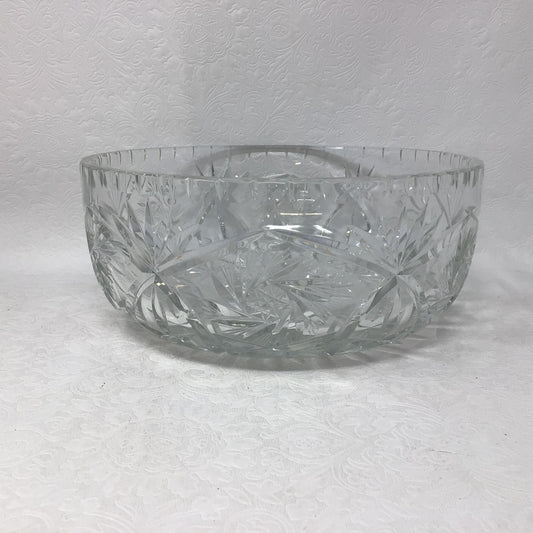 Vintage Galway Irish Heavy Hand Cut Pinwheel Crystal Bowl