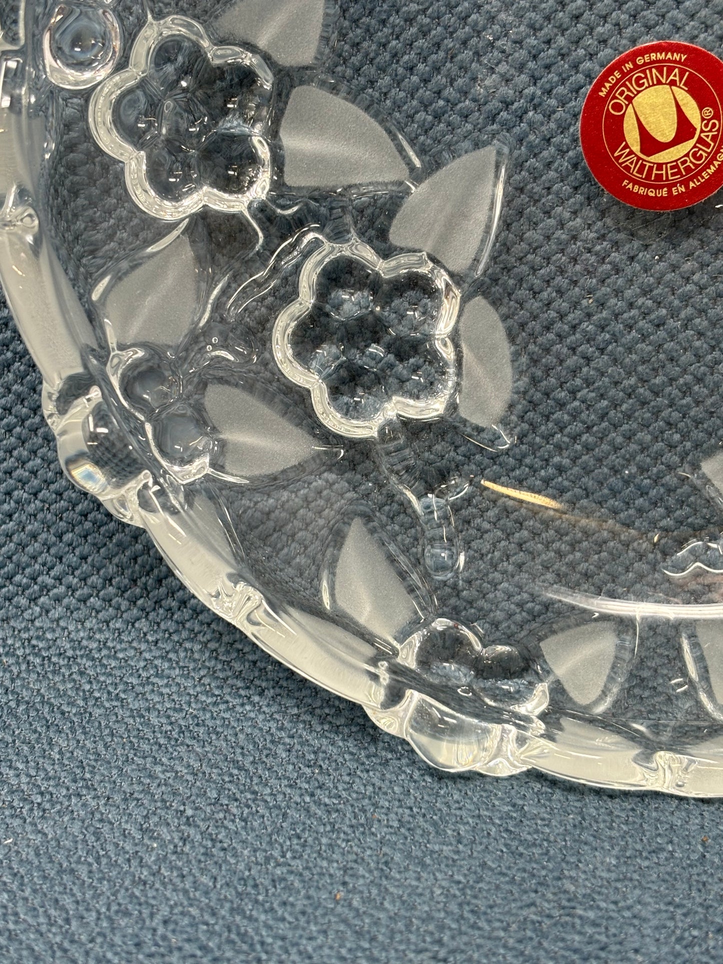 Vintage Walther Glass Crystal Flower Glass Dish