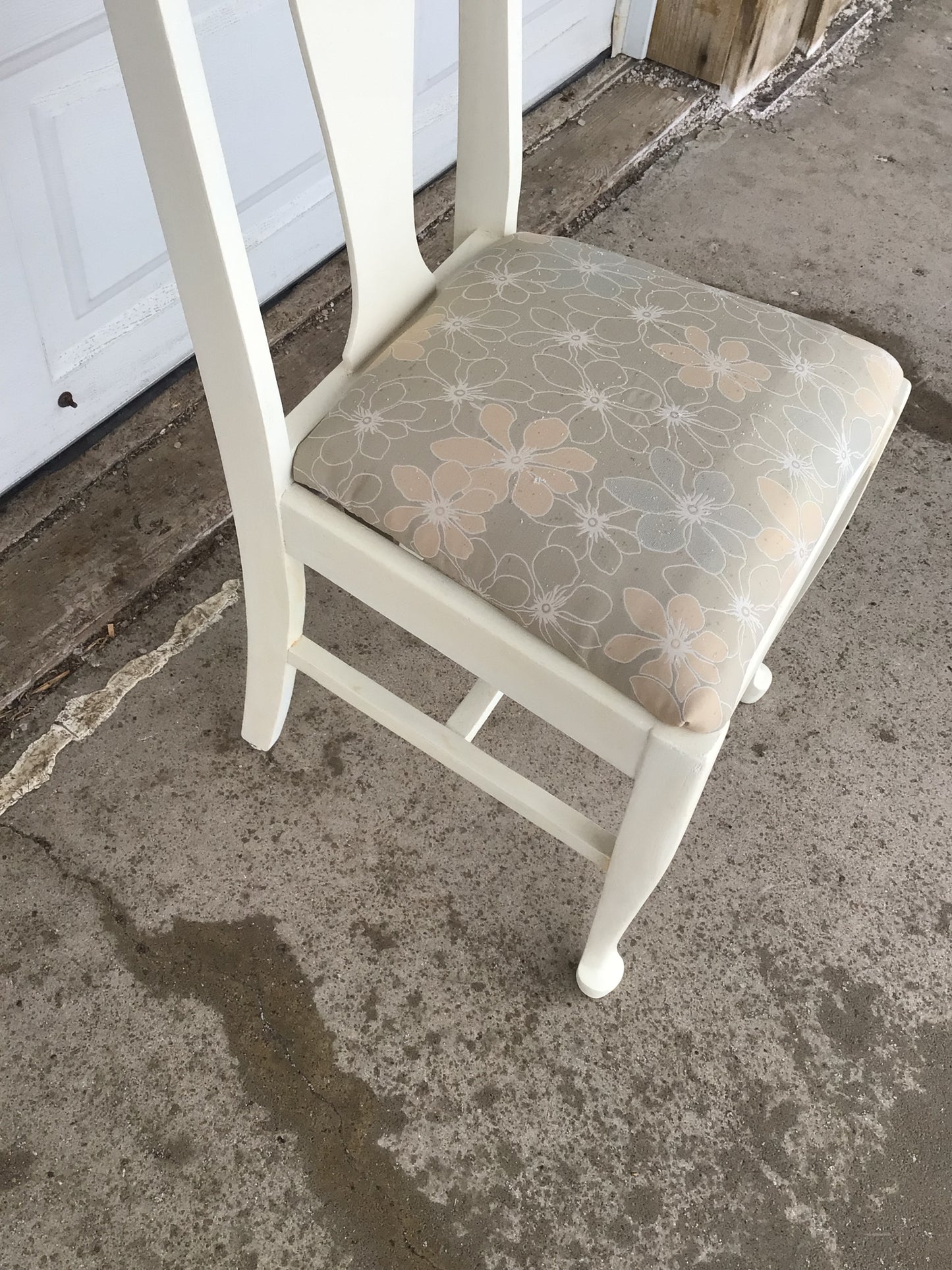 Cream Chair with Floral Seat