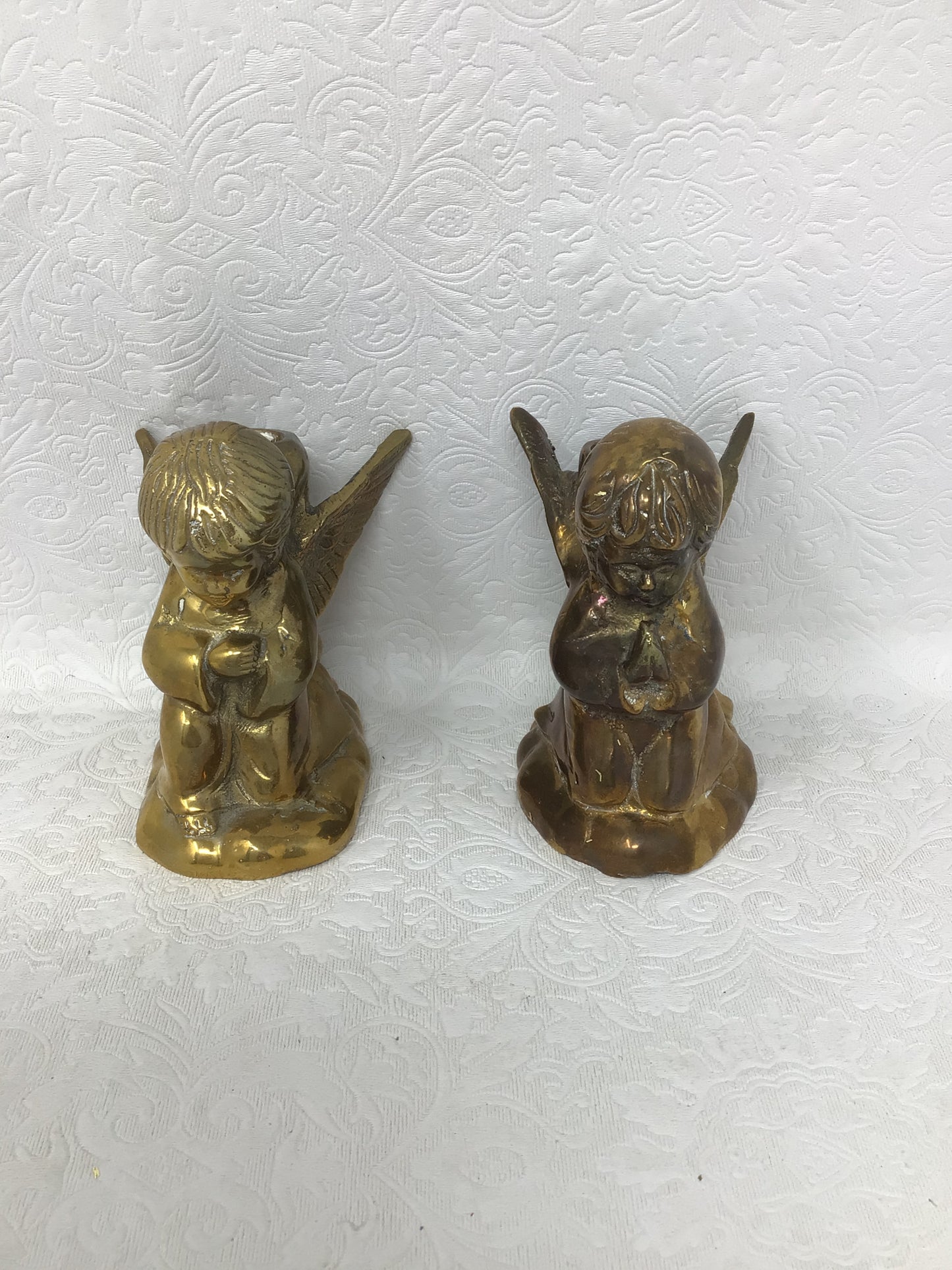 Set of 2 Brass Angel Taper Candle Holders